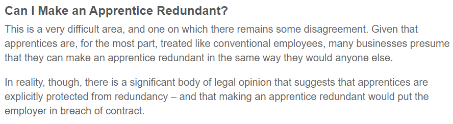 Apprentice Redundancy Rights from Employment Law Friend